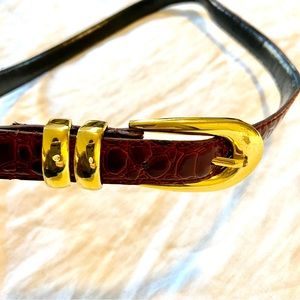 Red patent croc waist belt